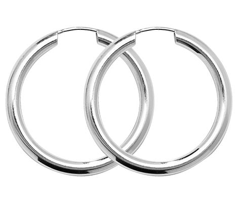 James Moore & Co G5545-30 Silver 30mm Sleeper Hoop Earrings Jewellery