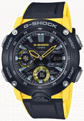 Casio | G-shock Carbon Core Guard | Black Yellow Strap | EX-DISPLAY exdisplay Watch GA-2000-1A9ER exdisplay