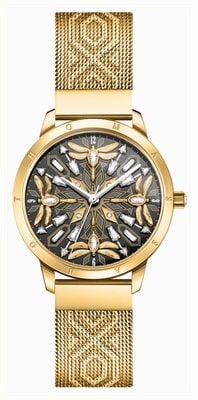 Thomas Sabo Women's Spirit Magic Garden (33mm) Black Gold Dragonfly Crystal Dial / Gold-Tone Steel Mesh Bracelet WA0422-264-207-33 MM