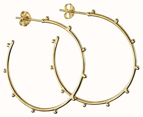 Elements Silver Silver Gold Plated Stud Hoops 34mm E5859