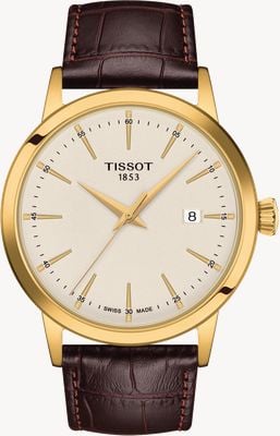 Tissot Classic Dream Quartz (42mm) Ivory Dial / Brown Leather Strap T1294103626100