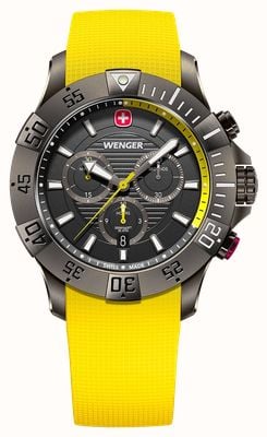 Wenger Seaforce Quartz Chronograph (43mm) Black Dial / Yellow Silicone Strap 01.0643.129