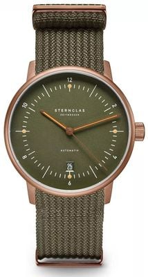 STERNGLAS Naos Automatic Bronze (38mm) Dark Green Dial / Forest Green Nylon Strap S02-NA35-FI05
