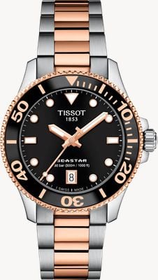 Tissot Seastar 1000 (36mm) Black Dial / Two-Tone Stainless Steel Bracelet Watch T1202102205101