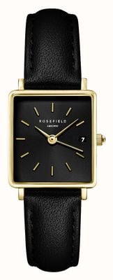 Rosefield Boxy XS (22mm) Black Dial / Black Leather Strap QBBLG-Q53