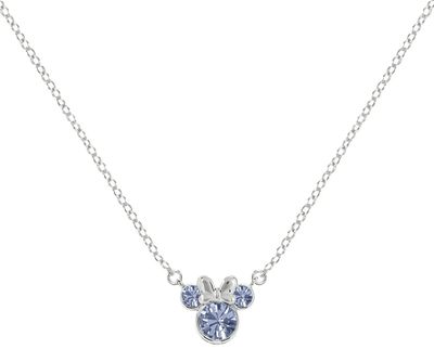 Disney Minnie Mouse Silver December Blue CZ Silouhette Necklace N905424SDECL-16.PH
