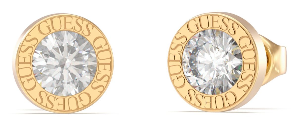 Guess UBE02244YG Gold Plated 10mm Clear Crystal Stud Jewellery