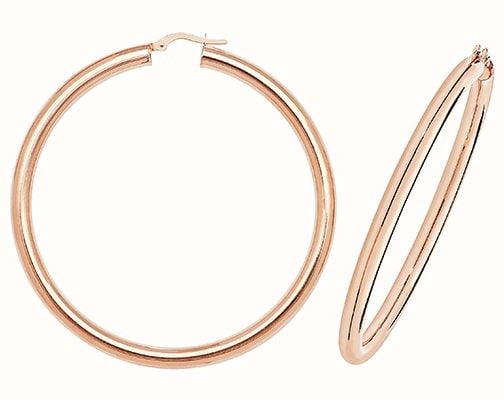 James Moore TH 9k Rose Gold Hoop Earrings 50 mm ER1004R-50