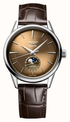 LONGINES Flagship Heritage Moonphase Automatic (38.5mm) Havana Beige Sunray Dial / Brown Leather Strap L48154622