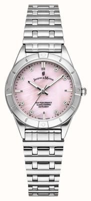 Jacques Du Manoir Leonie Three-Hand Quartz (29mm) Pink Mother-of-Pearl Dial / Stainless Steel Bracelet JWL05902