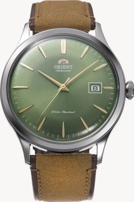 Orient Bambino Automatic (42mm) Green Sunray Dial / Tan Leather Strap RA-AC0P01E30B