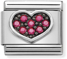 Nomination Classic Fuchsia Heart Oxidised Sterling Silver & Steel Charm 330323/06
