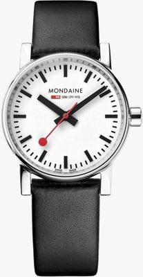 Mondaine Evo2 30mm Black Vegan Leather Strap Watch MSE.30110.LBV