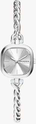 Skagen Mellem Micro Quartz (20mm) Silver Sunray Dial / Stainless Steel Twisted-Rope Bangle SKW3197
