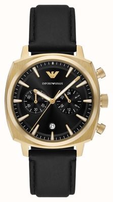 Emporio Armani Quartz Chronograph (40mm) Black Dial / Black Pro-Planet Leather Strap AR11690