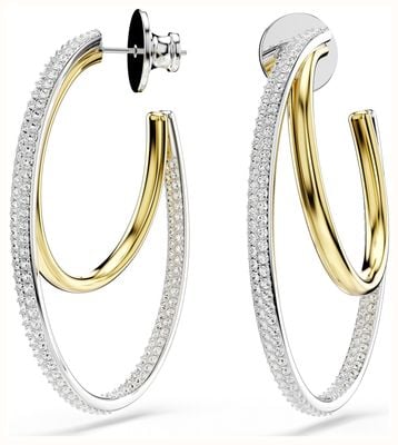 Swarovski Hyperbola Hoop Earrings White Crystals Rhodium and Gold-Tone Plated 5702400