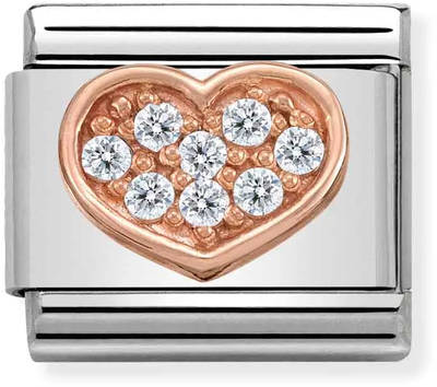 Nomination Classic Heart 9ct Rose Gold & Steel Charm 430302/13