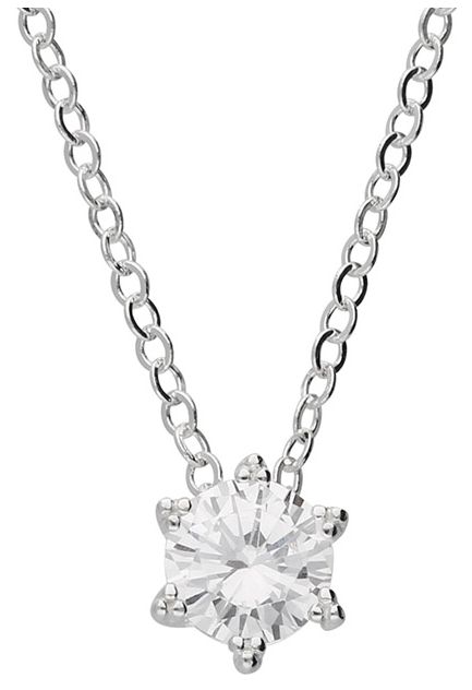 James Moore H5794/S Silver Necklace cubic zirconia solitaire Jewellery