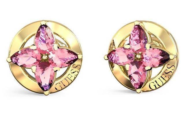 Guess UBE06040YGPK Secret Garden Pink Crystal flower stud Jewellery