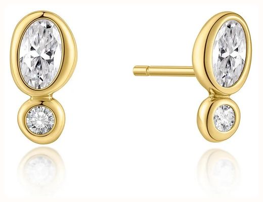 Ania Haie Gold Bezel Organic Pebble & Round Stud Earrings E076-05G
