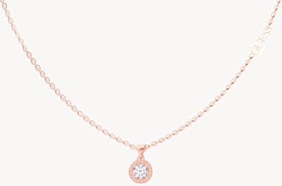 Guess Rose Gold Plated 16-18" Clear Crystal Charm Necklace JUBN02245JWRGT/U