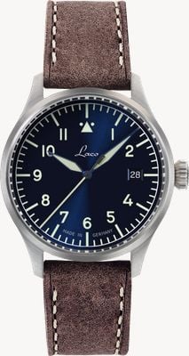 Laco Stuttgart PRO Automatic (37mm) Blue Sunray Dial / Vintage Brown Leather Strap 862141-FPA-37-U-E-X-A-E-U-B-A-U-R