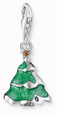 Thomas Sabo Christmas Tree Green Enamel Sterling Silver Charm Pendant 2198-390-7