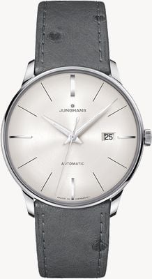 Junghans Meister Automatic (40.4mm) Grey Dial / Grey Ostrich Leather Strap 27/4416.02