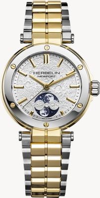 Herbelin Newport Moonphase Automatic (35mm) Silver "Moon Surface" Dial / Two-Tone Stainless Steel Bracelet 2879BT1N11