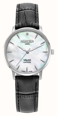 Roamer Valais Quartz (32mm) Mother-of-Pearl Dial / Black Leather & Stainless Steel Mesh Strap Set Watch 989847 41 20 05