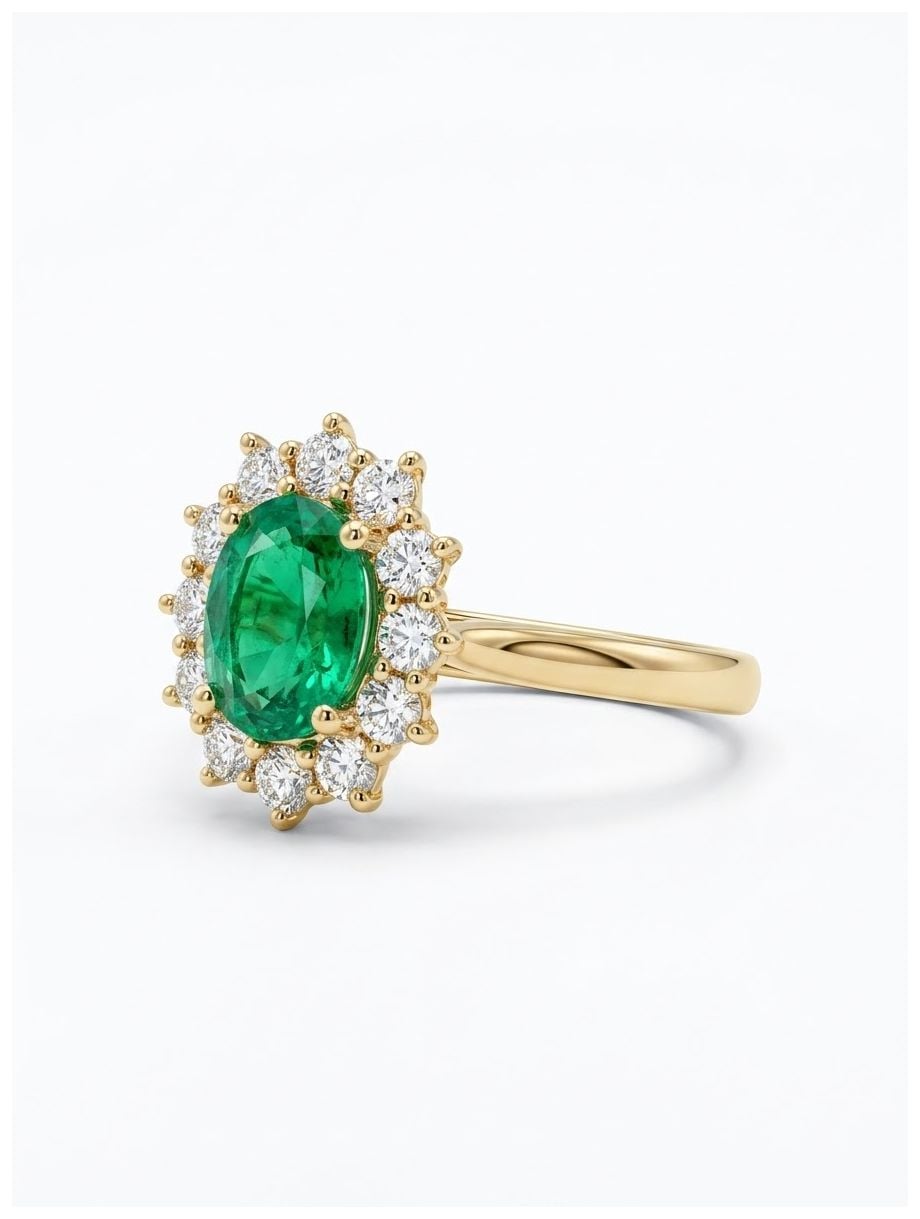Bass Jewellery J89013 18ct Yellow Gold Emerald And Diamond