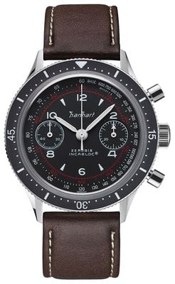 Hanhart 415 ES Pure (39mm) Black Dial / Dark Brown Leather Strap - M H703.215-8110