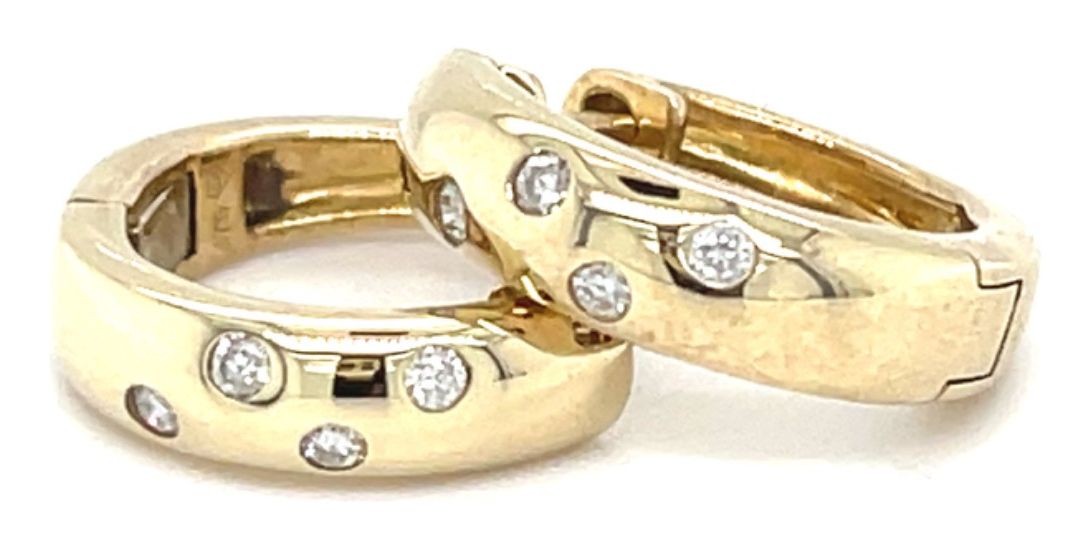 James Moore Clarity CE300024 9ct Y/g Dia Dot Scattered Hoops Jewellery