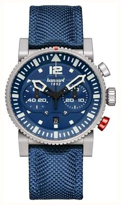 Hanhart PRIMUS Carrier Pilot Automatic Chronograph (44mm) Blue Dial / Blue Textile Strap - M 740.271-3320