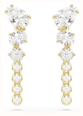 Swarovski Mesmera drop earrings, Mixed cuts, White, 18K gold finish 5747936