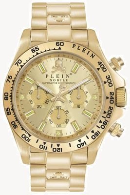 Philipp Plein $TREET COUTURE DATE NOBILE (43mm) Gold Chronograph Dial / Gold PVD Stainless Steel Bracelet PWCAA1121