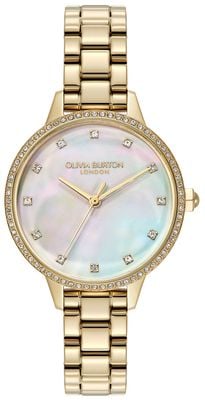 Olivia Burton Captivate Crystal Quartz (34mm) Mother-of-Pearl Dial / Stainless Steel Bracelet 24000347