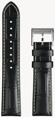 Hamilton Straps Khaki Field 'Murph 38' Black Leather Strap - 20mm (STRAP ONLY) H690000143