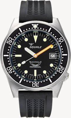 Squale 1521 Black Blasted (42mm) Black Dial / Black Rubber Strap Watch 1521BKBL.VO