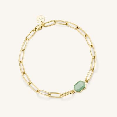 Rosefield Jewellery Geometric Gemstone Bracelet Jade Gold JBGGG-J662