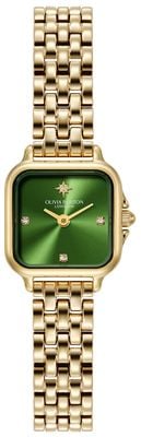 Olivia Burton Mini Grosvenor (20mm) Green Sunray Dial / Gold PVD Stainless Steel Bracelet 24000364
