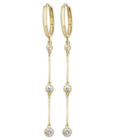 Treasure House ER1121 9k Yellow Gold Drop Chain Cubic Jewellery