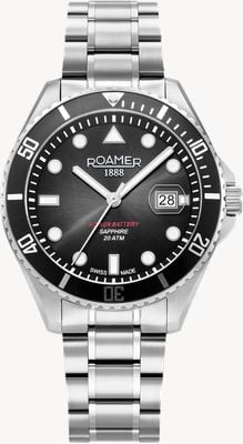 Roamer Pro Diver 200 Power-Battery (43mm) Black Dial / Stainless Steel Bracelet 969845 41 85 20