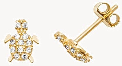 Treasure House 9k Yellow Gold Cubic Zirconia Turtle Stud Earrings ES599