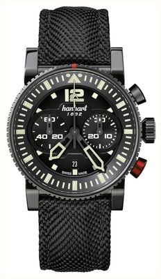 Hanhart PRIMUS Pilot Automatic Chronograph (44mm) Black Dial / Black Textile Strap - M 740.510-3020