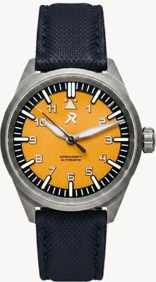 RZE Resolute Type A Automatic (39.5mm) Medallion Yellow Dial / Navy TecTuff Leather Strap Watch RES-TYPEA-MY