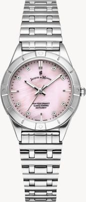 Jacques Du Manoir Leonie Three-Hand Quartz (29mm) Pink Mother-of-Pearl Dial / Stainless Steel Bracelet JWL05902