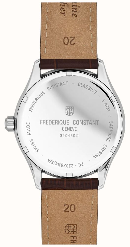 Frederique Constant Classics Quartz Date (40mm) Blue Clous de Paris Guilloché / Dark Brown Leather Strap FC-220N5B6 - alternate view 3