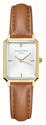 Rosefield Octagon XS (19.5mm) White Dial / Camel Brown Leather Strap OWBLG-O85