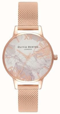 Olivia Burton | Women's | Abstract Florals | Rose Gold Mesh Bracelet | OB16VM11